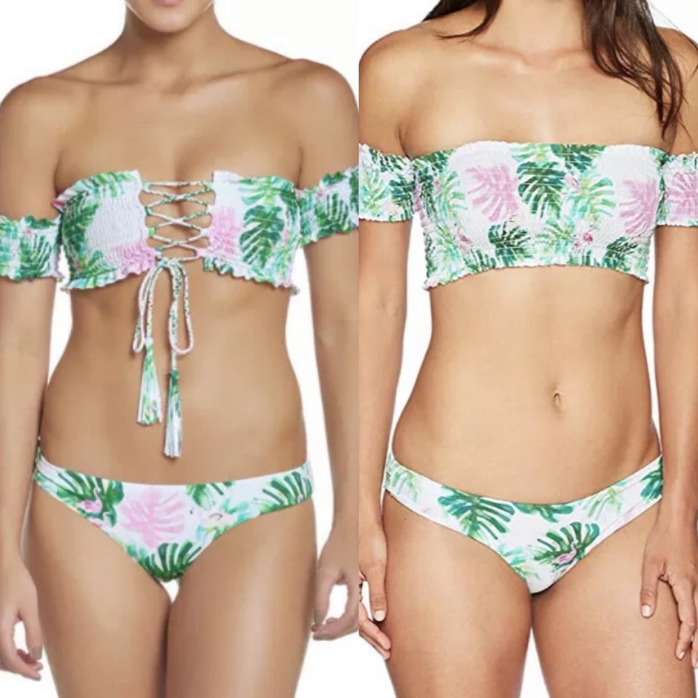 PilyQ Off the Shoulder Bikini Top D & Tie Bottom M